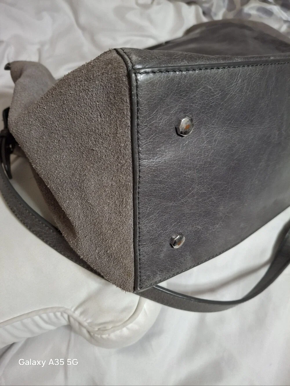 Halston Gray Suede and leather Handbag shoulder bag